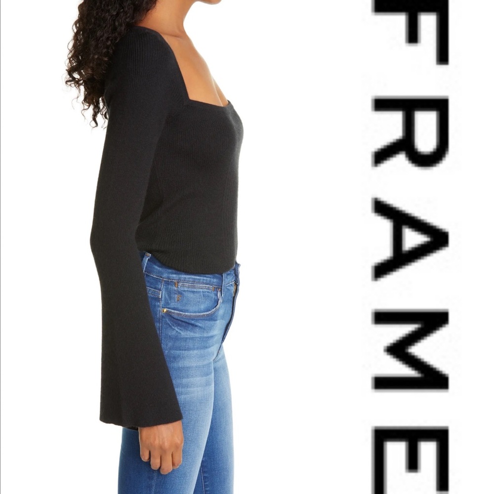 NWT Frame Luxe Bell-Sleeve Sweater Black, size Medium - Picture 5 of 7